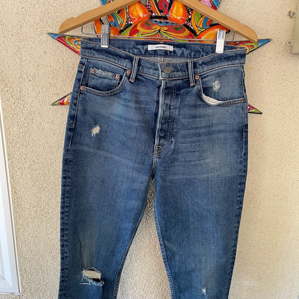 GRLFRND Karolina Distressed Jeans High-rise NWT 28